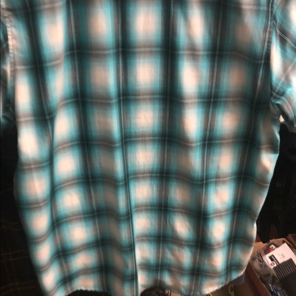 DIXXON “Dog Town” Blue and White Casual Button Down Shirt Plaid Design - Picture 7 of 8